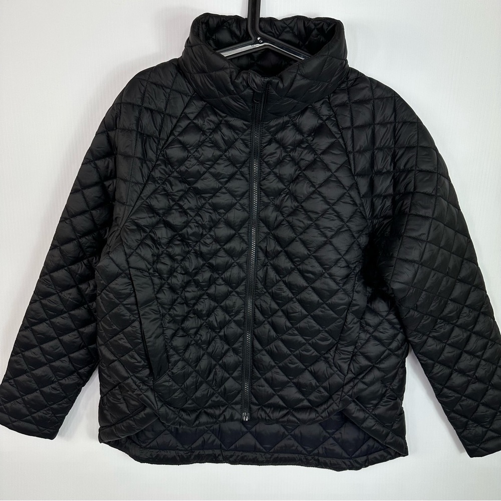 Athleta Whisper Featherless Coat Jacket Womens MP Black Quilted Parka Zip Up - Picture 8 of 17